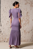 Violet gaine Flutter Manches Robe