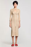 Robe d’invitée de mariage midi en jersey abricot