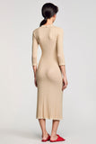 Robe d’invitée de mariage midi en jersey abricot