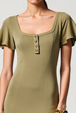 Robe à col carré Olive Sheath avec fente
