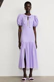 Robe à manches bouffantes en mousseline de soie violette