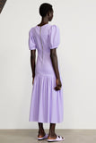 Robe à manches bouffantes en mousseline de soie violette