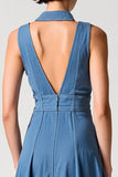 Col polo bleu Robe en denim une ligne avec boutons