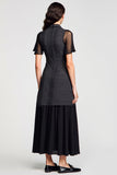 Robe à col polo noir une ligne avec cravate