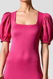 Robe midi à manches bouffantes rose