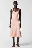 Mousseline de soie rose Une ligne Midi Robe