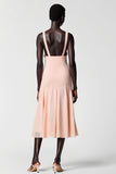 Mousseline de soie rose Une ligne Midi Robe