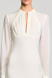 Robe à manches longues blanche Cut Out Sheath