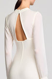 Robe à manches longues blanche Cut Out Sheath