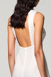 Blanc Une Ligne Col Polo Dentelle Midi Robe