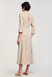 Abricot Une Ligne Col Carré Manches 3/4 Robe