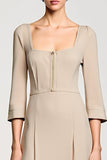 Abricot Une Ligne Col Carré Manches 3/4 Robe