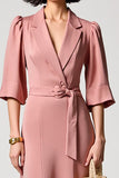 Rose A Line Robe à revers crantés avec ceinture