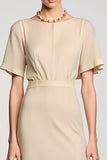 Abricot fourreau col bateau robe