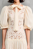 Dentelle Abricot Une Ligne Midi Robe