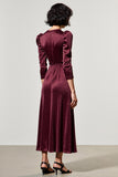 Rouge foncé Une ligne en satin revers col Robe