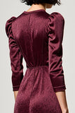 Rouge foncé Une ligne en satin revers col Robe
