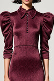 Rouge foncé Une ligne en satin revers col Robe