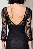 Robe midi fourreau noir avec dentelle