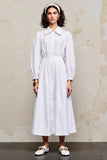 Blanc Simple À Manches Longues Une Robe De Ligne