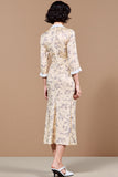 Imprimé Fourreau Abricot Robe midi