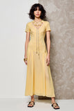 Mousseline de soie jaune Une ligne robe