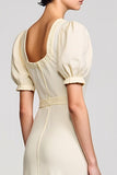 Abricot A Line Robe à manches bouffantes