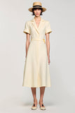 Abricot Simple Une Ligne Midi Robe