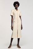 Abricot gaine thé longueur robe