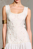 Robe à col rond blanc