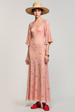 Rose du désert à volants Robe à une ligne avec appliques