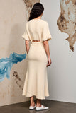 Robe froncée sirène abricot