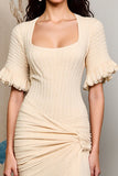 Robe froncée sirène abricot