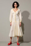 Ivory A Line Robe à manches longues