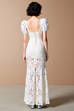 Robe en dentelle à col carré fourreau blanc