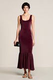 Robe en velours fourreau bordeaux