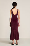 Robe en velours fourreau bordeaux