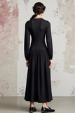Noir Une ligne col bénitier à manches longues Robe d’invitée de mariage