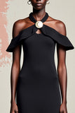 Robe longue d’invitée de mariage fourreau noir