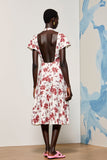 Robe d’invitée de mariage midi à col en V floral rose
