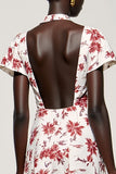 Robe d’invitée de mariage midi à col en V floral rose