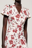 Robe d’invitée de mariage midi à col en V floral rose