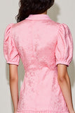 Robe d’invitée de mariée courte à col en V rose