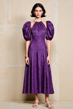 Violet A Line Robe d’invité de mariage à manches courtes