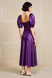 Violet A Line Robe d’invité de mariage à manches courtes
