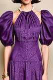 Violet A Line Robe d’invité de mariage à manches courtes