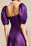 Violet A Line Robe d’invité de mariage à manches courtes