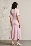 Robe d’invitée de mariée à simple boutonnage rose