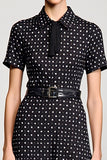Robe noire à pois à col polo
