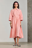 Robe d’invitée de mariage à col polo une ligne 3/4